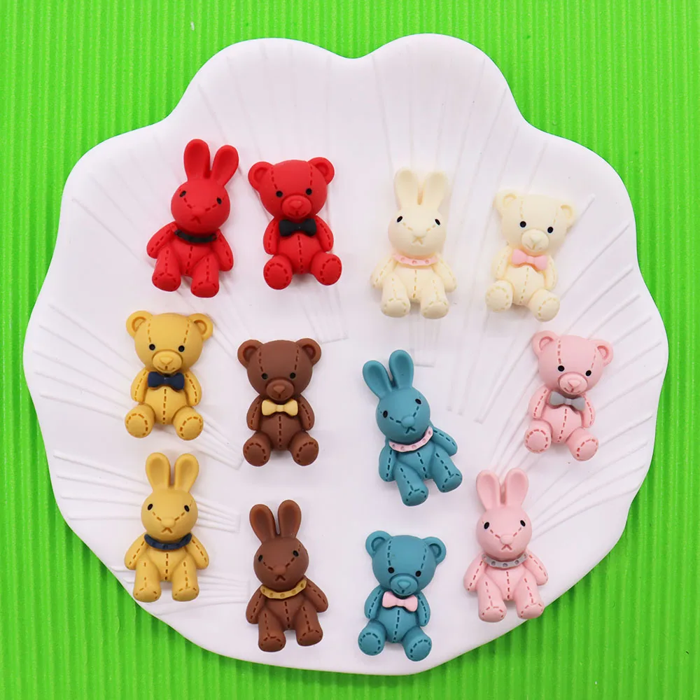 1-12PCS Resin Cute Cartoon Shoe Charms Kawaii Colorful Animal Rabbit Bear Bow Croc Charms Accessories Decorations Special Gift images - 6