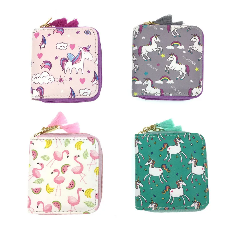 

Unicorn Small Leather Bag Cartoon Women Coin Purses Kawaii Short Wallet Girls Purse Card Bags Womens Hand Purses for Ladies Kids
