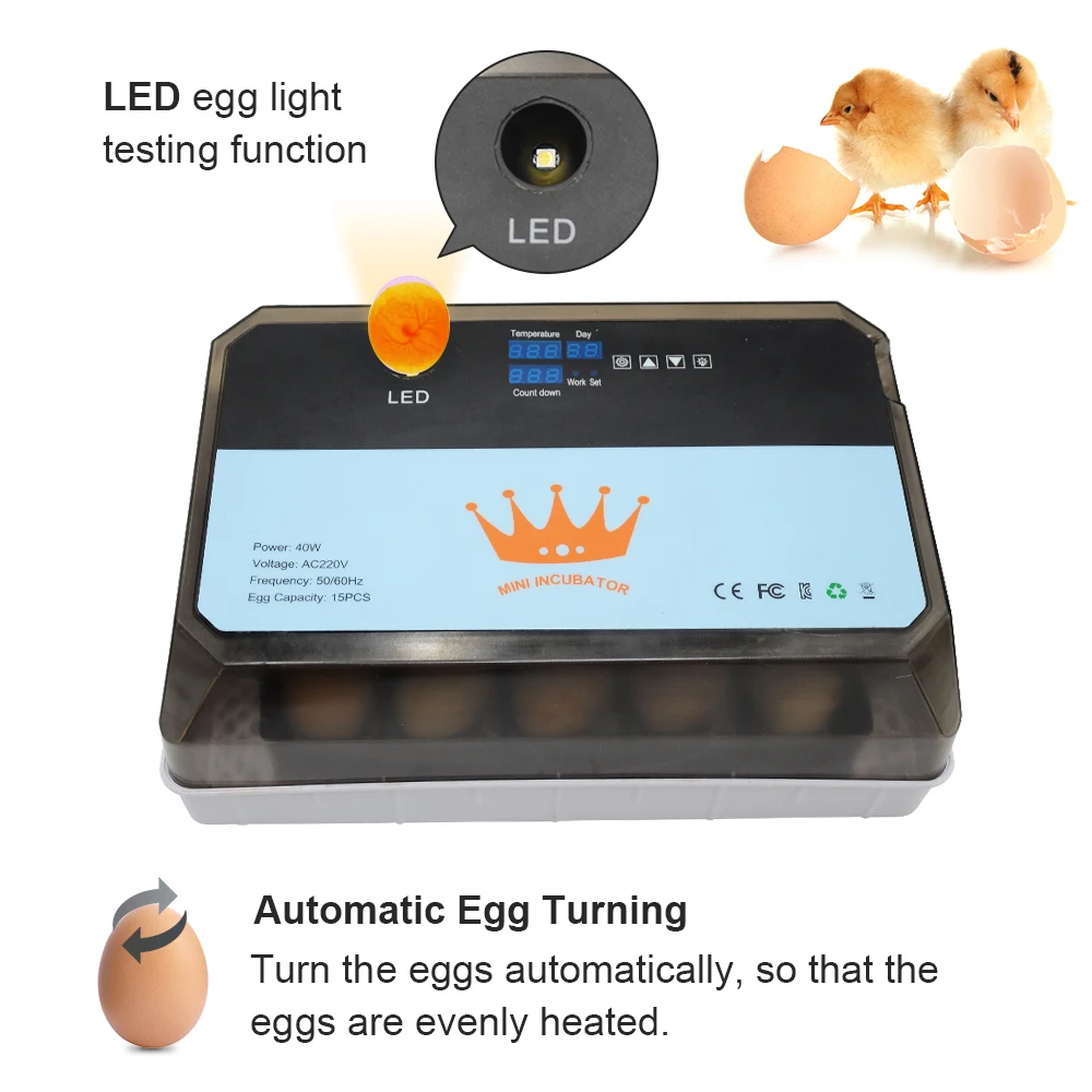Инкубатор для яиц 220 В 15 инкубатор перепелов цыплят домашней птицы