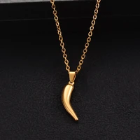 new trendy stainless steel necklace for women men lucky italian horn pendant protection talisman jewelry pepper necklace gift