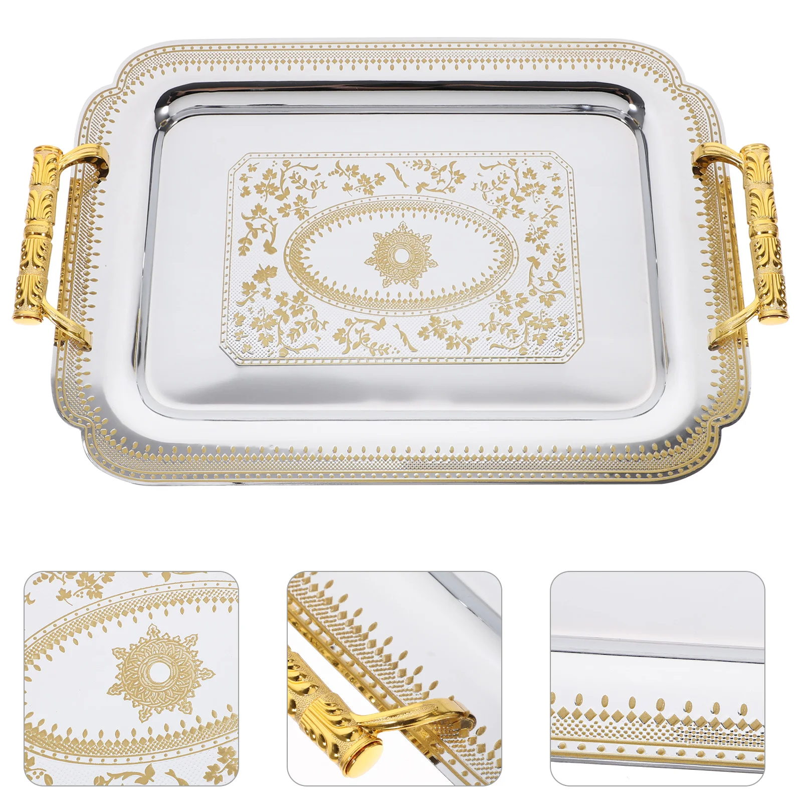 

Ottoman Tray Vintage Fruit Tray Gold Desk Decor Fruit Plate Trinket Dish Containers