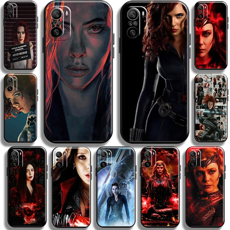 

Marvel Scarlet Witch Black Widow Phone Case for Xiaomi Redmi K40 K40 Pro K40 Gaming funda Carcasa Coque Liquid Silicon Shell