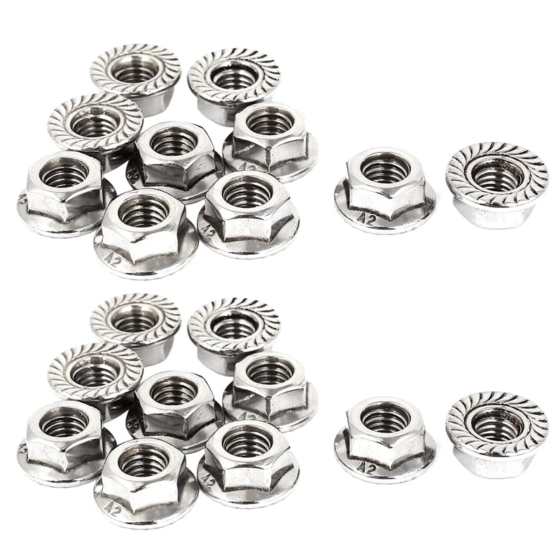 

8Mm Height M8 Thread Stainless Steel Serrated Hex Flange Nuts 20 Pcs