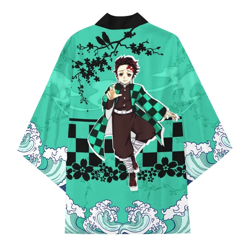 

Кимоно женское для косплея, аниме рассекающий демонов камадо танджиро, кардиган для подростков, хаори, пижама, халат на Хэллоуин