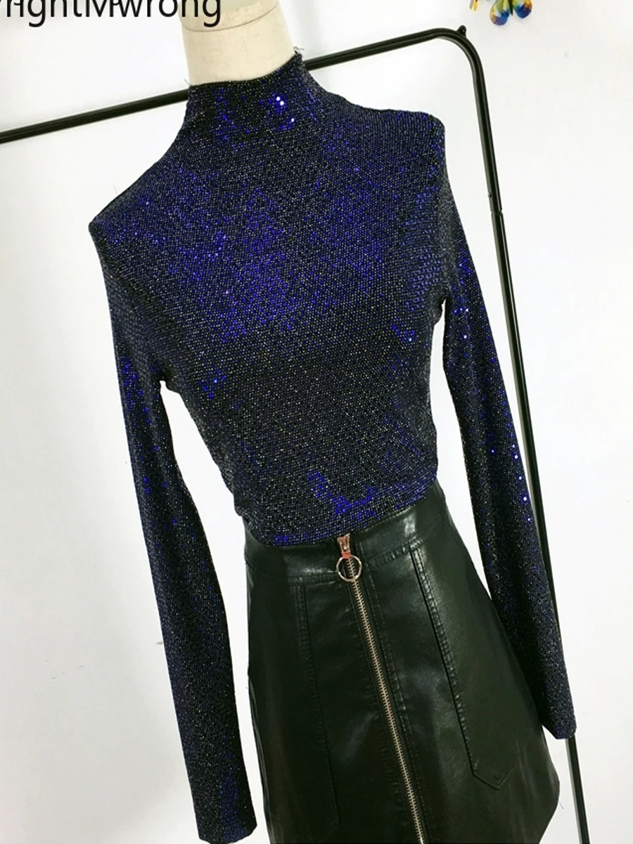 Лидер продаж стразы украшенные бриллиантами тонкая футболка с круглым вырезом