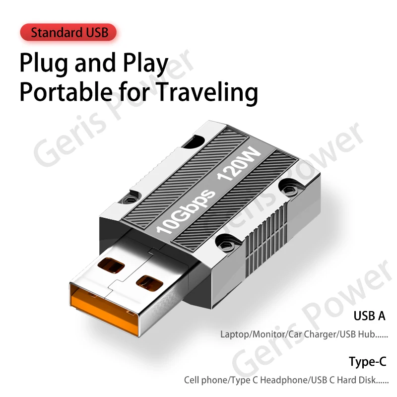 

Переходник USB Type-C «Мама» на USB A «папа», адаптер OTG для iPhone, Xiaomi, Huawei, Samsung, быстрое зарядное устройство 120 Вт, 6 А