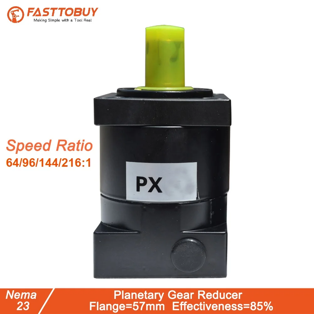 

57PX series Planetary Reducer of Ratio 64 /96/144/216:1 and Input 8 mm Output 14 mm with Low Noise for Nema23 Stepper Motor