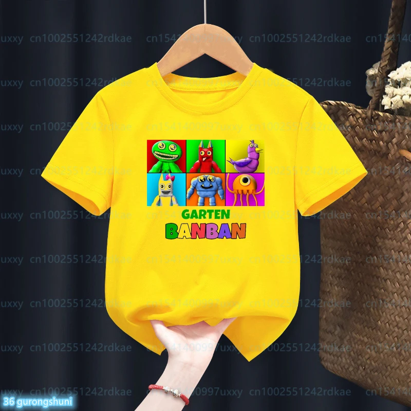 

Yellow Tshirt Terror Adventure Game Garten Of Banban T Shirt Boys Girls Tshirt Birthday Gift Kids Clothes Harajuku Tees Tops
