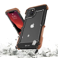 r just phone case for iphone 11 11 pro 11 pro max luxury hard metal aluminum wood protective bumper phone case for iphone 7 8 x