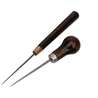 2 pcs solid wood handle drillable awl leather craft cloth professional stitching sewing repair tools