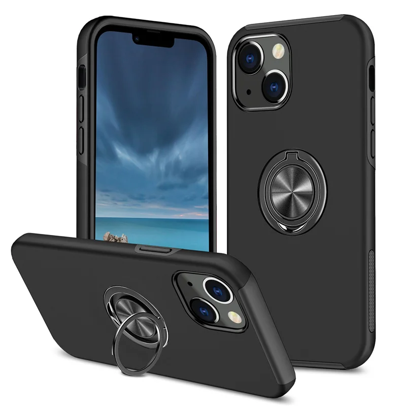 

Outdoor Cover for iphone 14 13 12 11 Pro Max Plus X XS XR 7 8 SE20 Mini Shockproof TPU Hard Stand Ring Mobile Phone Case