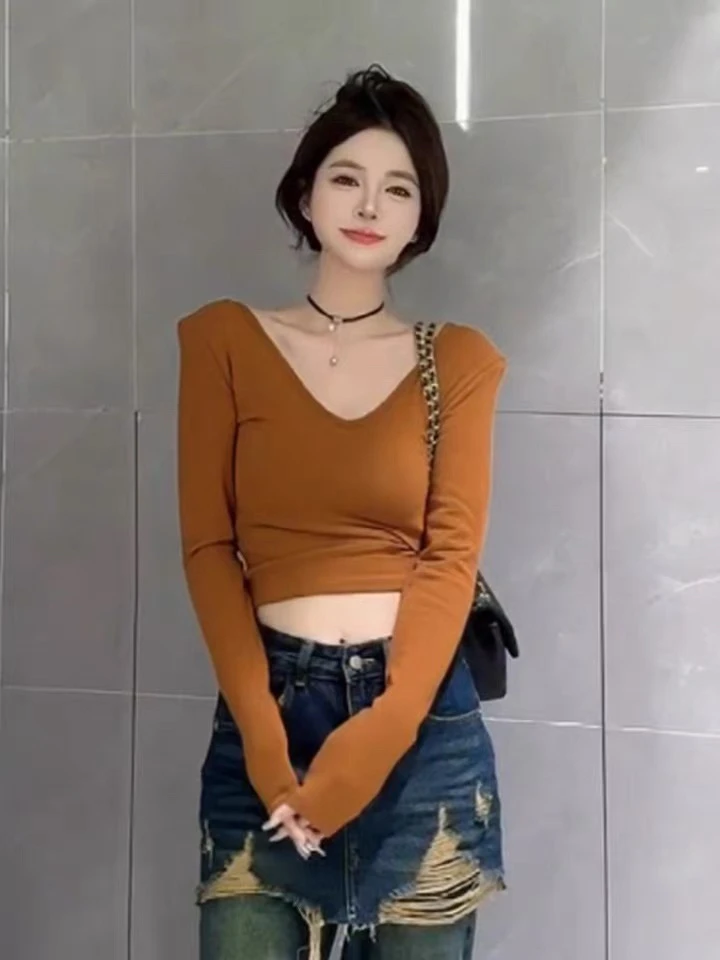 2024 осенне-зимняя новая шлифовальная корейская облегающая рубашка ярких цветов с