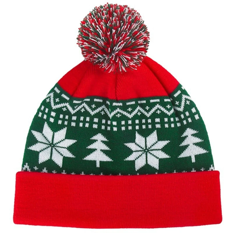 

Jacquard Snowflake Pattern Hat Adult Elastic Hat Christmas Knitted Hat Cold Christmas Presents for Students Teenagers