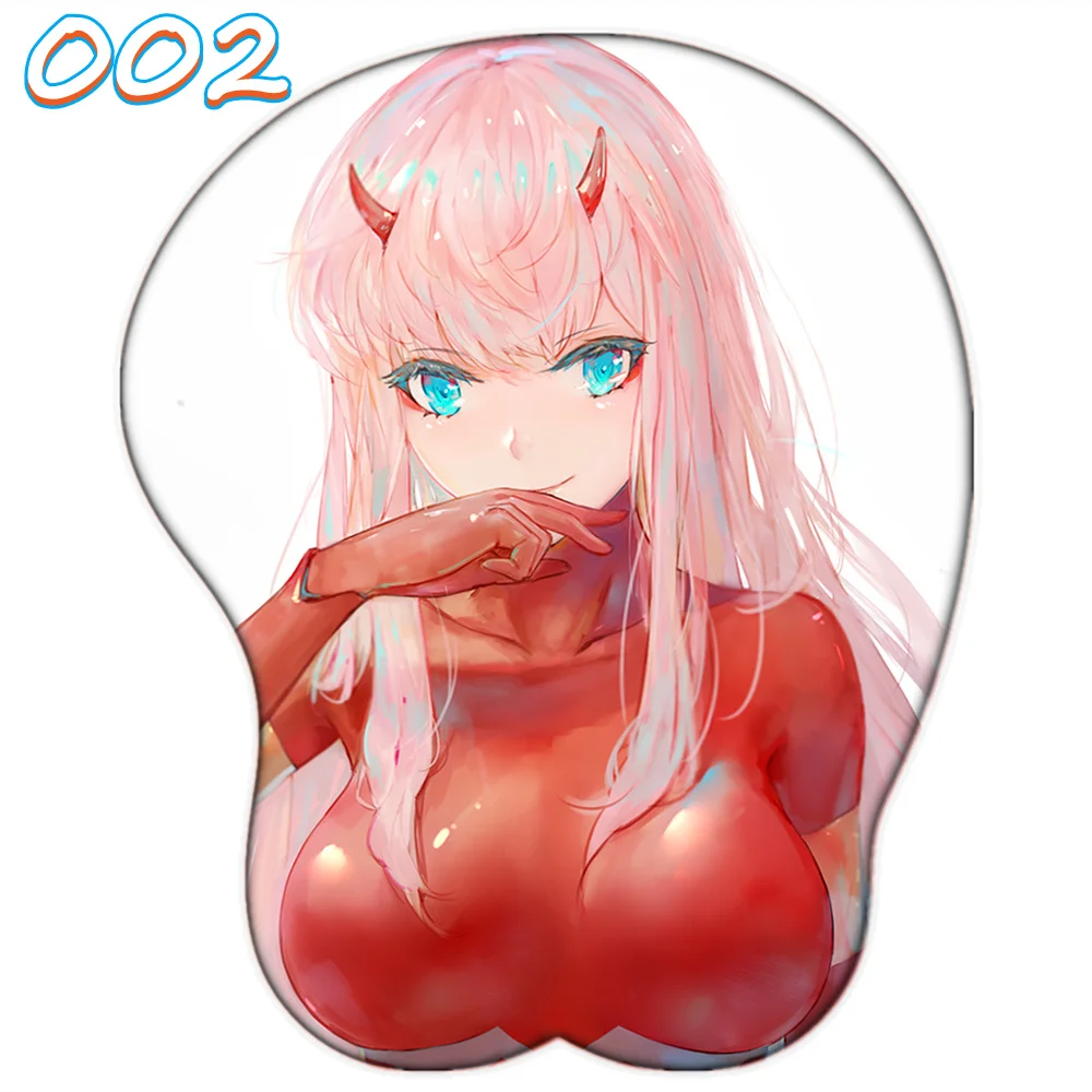 

Anime Studio Trigger Zero Two Oppai Mouse Pad Gaming Sexy Cute Manga Breast Wrist Rest 3D Silicone Gel Desk Mat Gamer Mousepad