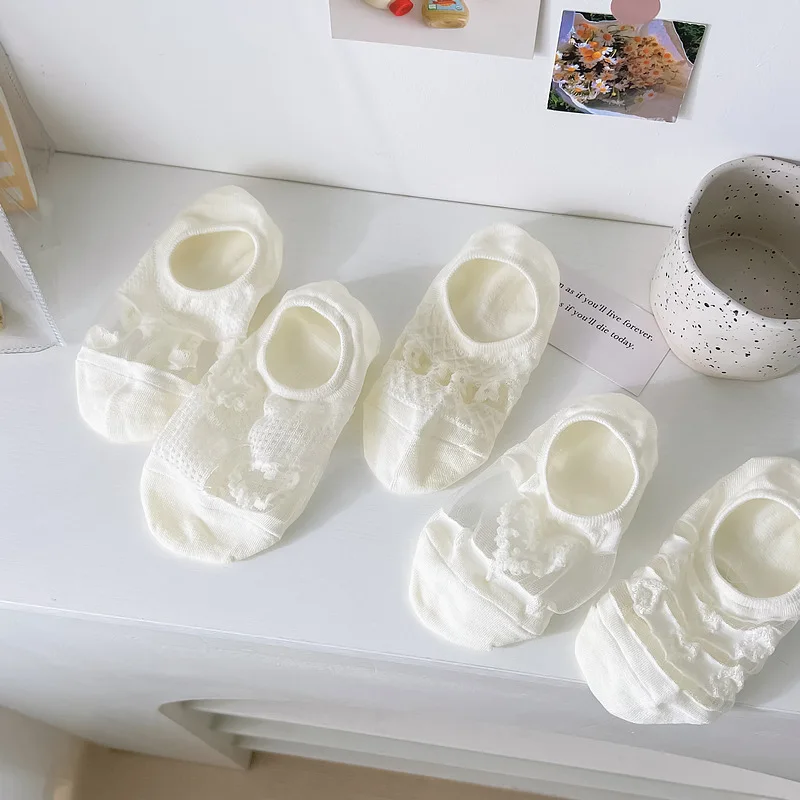 

Fashion Summer Woman Socks Breathable Low Cut Ankle Boat Sock Slippers Japanese Kawaii Cute Solid White Invisible No Show Socks