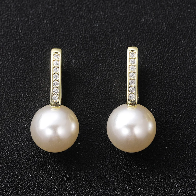 

New Elegant Imitation Pearl Earrings for Women Wedding Party Dangle Earrings Gold Color Good Quality Female Statement Jewelry