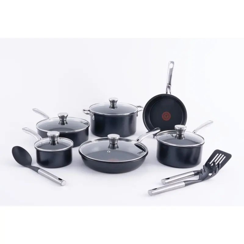 

Expert Pro Non-Stick Cookware Set, 14-Piece, Black Cooking Pot Sets for Effortless Cooking