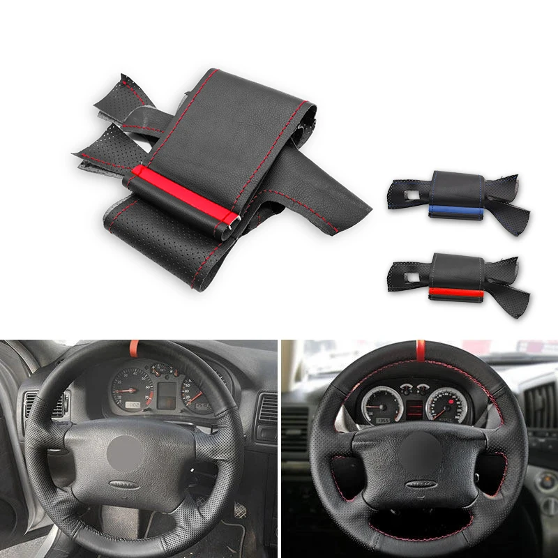 4 Mk4 Passat B5 1998 1999 2000 2001 2002 2003 2004 Hand-stitched Car Steering Wheel Leather Cover Inner Accessories