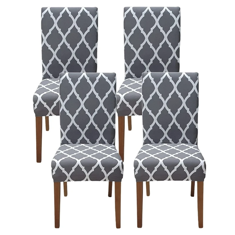

4PCS Chair Covers For Dining Room Stretch Dining Chair Cover Kitchen Chair Slipcovers Removable Seat Protector For Home