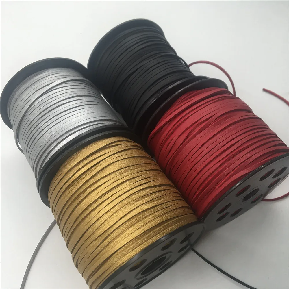 

2.6MM Velvet Leather Suede Cord Braided Lace for DIY Handmade Beading Bracelet Jewelry Making Flat String