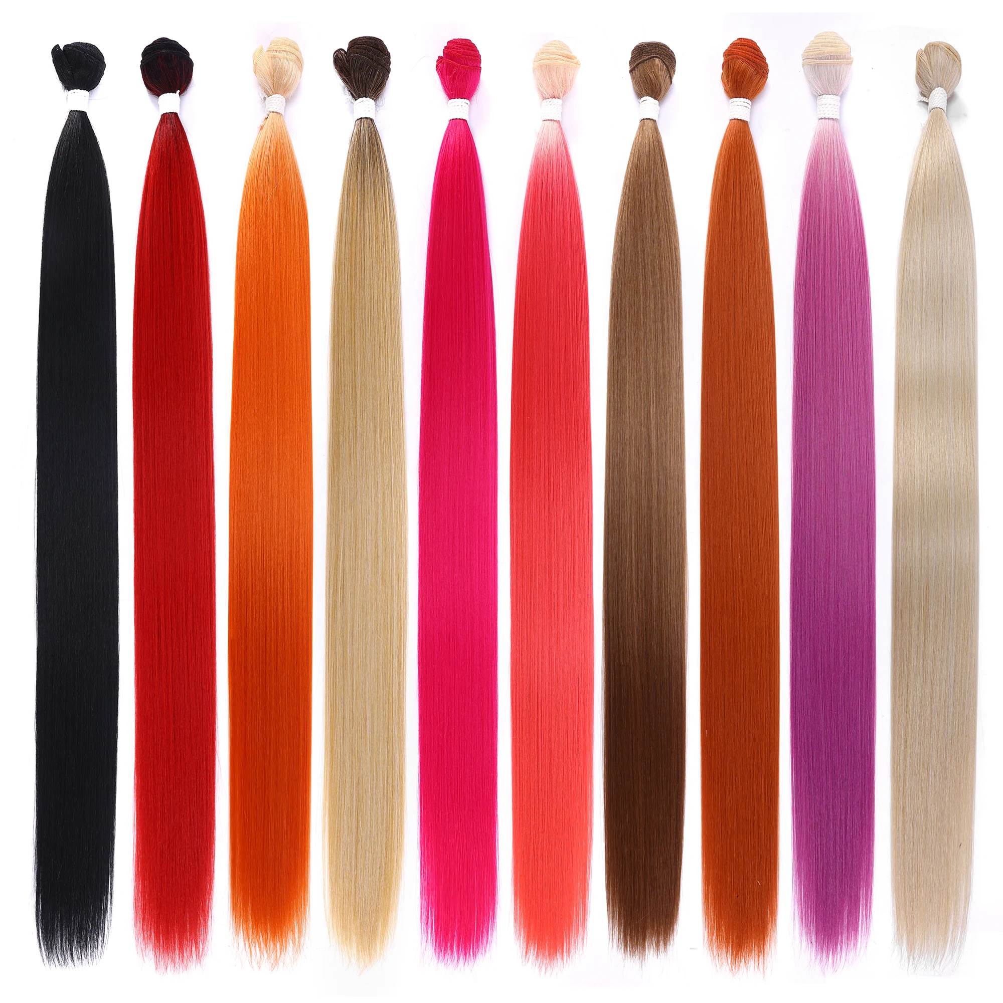 Ful Straight Hair Bundles Synthetic With Weft Hair  Extensions Straight Weave Hair Bulk