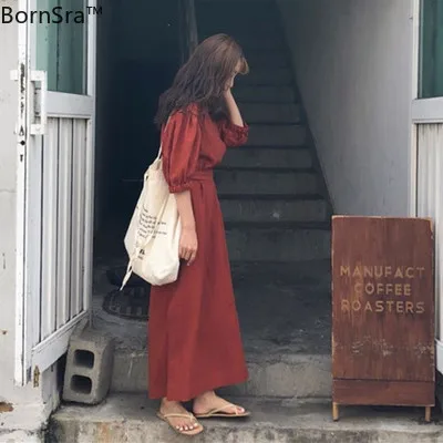 BornSra Южная Корея Элегантный французский с v-образным вырезом платье пикантная