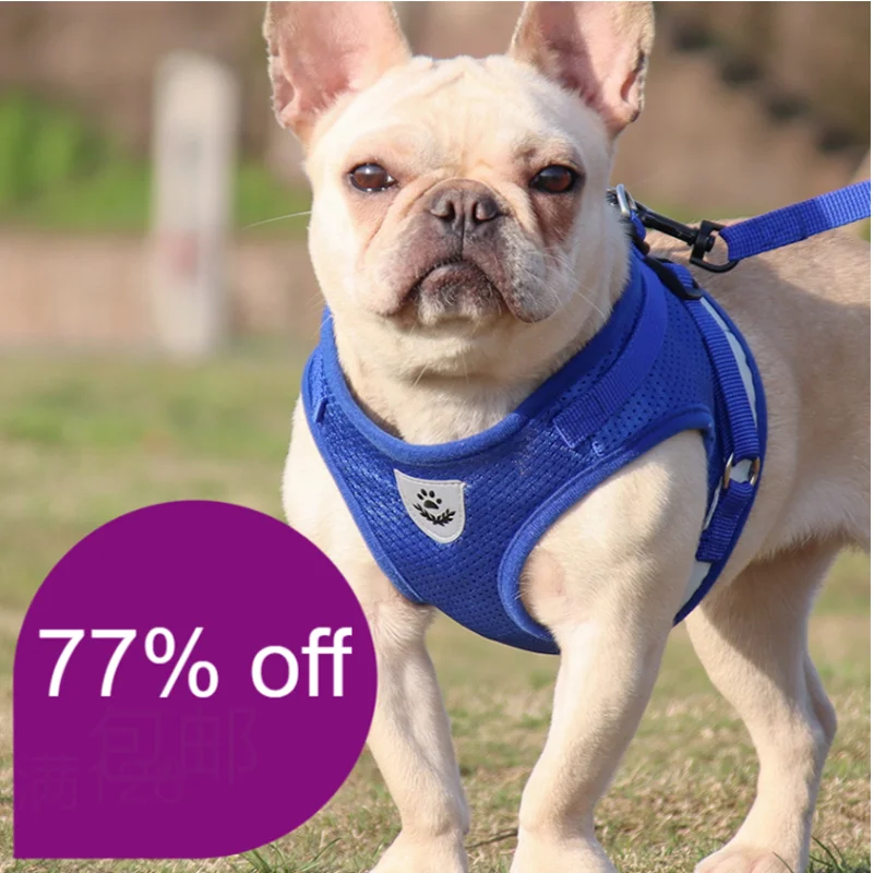 

Pet chest strap night reflective breathable mesh soft and comfortable double protection safe and firm traction rope