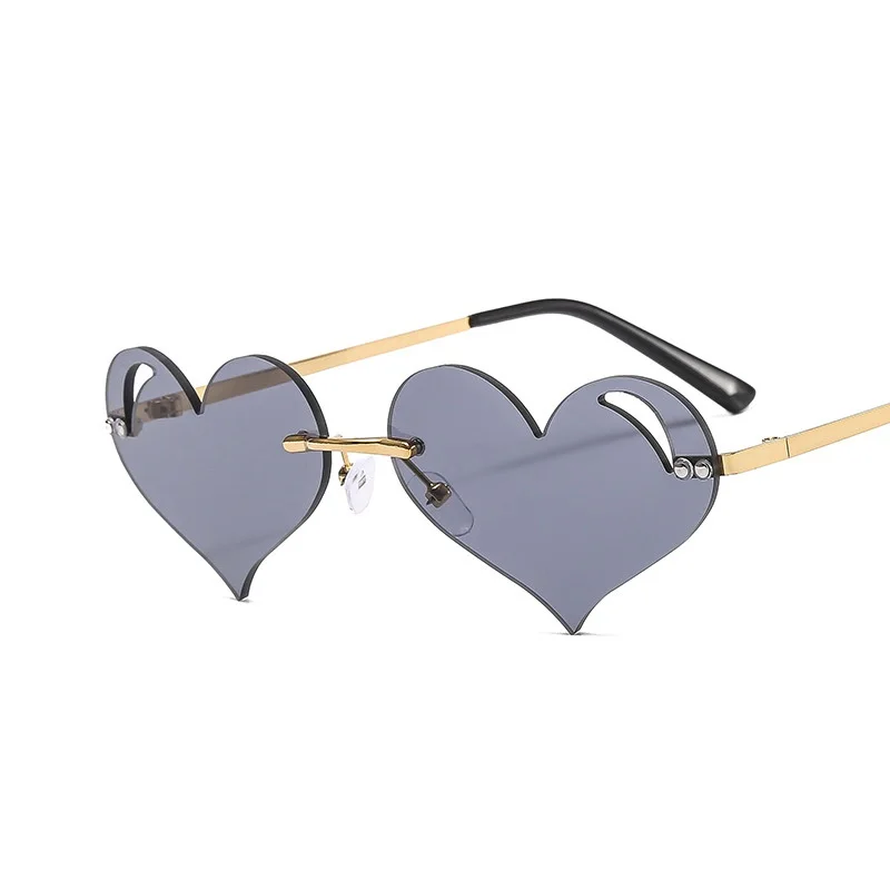 

Retro Frameless Hollow Out Heart Sunglasses Women Luxury Brand Ocean Lens Sun Shades Glasses Female Vintage Rimless Men Eyeglass