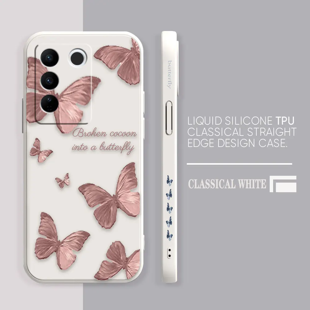 Case For VIVO S5 S6 S7 S9 S9E S10 S12 S15 S16 S16E V19 V20 V21 V23 V25 V27 PRO 5G Case Funda Cqoue Shell Capa Pretty Butterfly