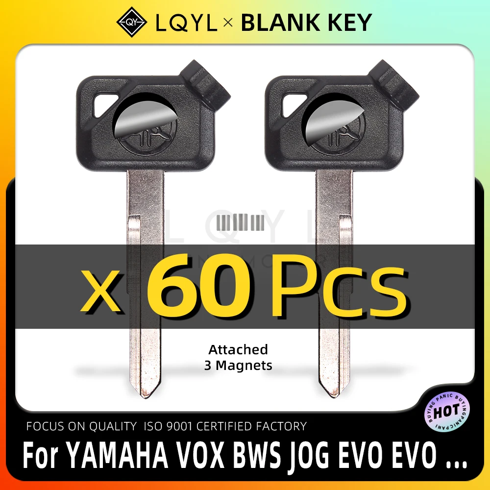 60Pcs Blank Key Motorcycle Replace Uncut Keys For YAMAHA Magnet Anti-theft Lock VOX BWS JOG EVO ZR 50 100 125 4V VOX50 VINO EVO2