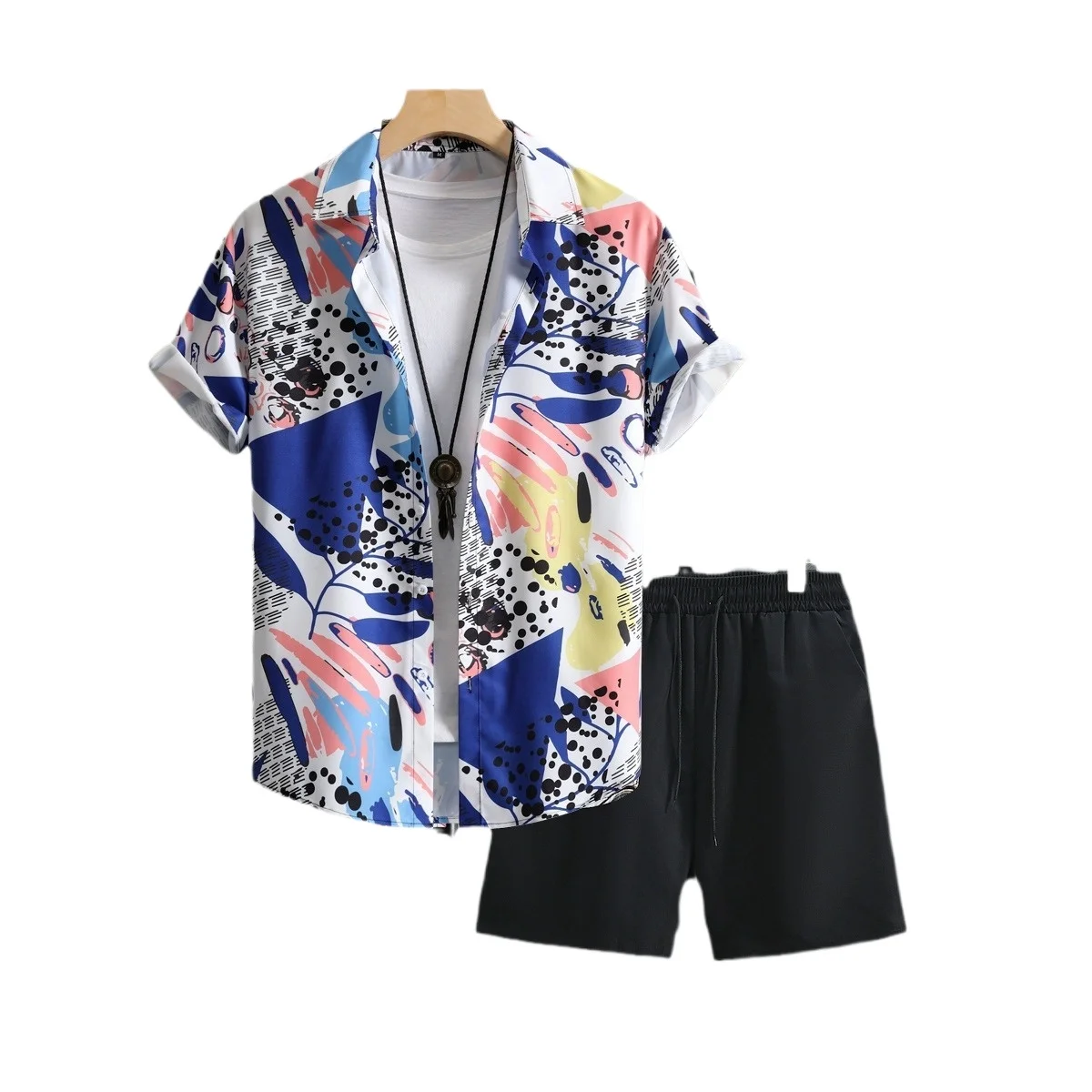 Мужская гавайская рубашка и шорты комплект из 2 предметов для отпуска с коротким