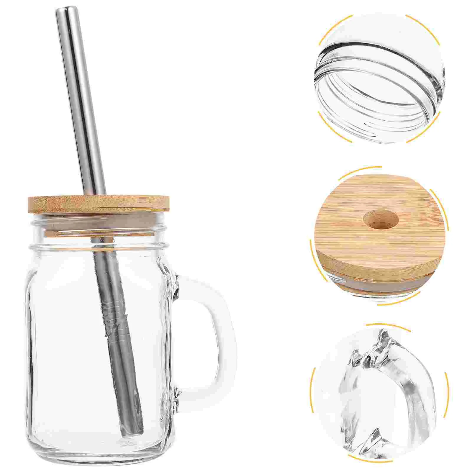 

Mason Glass Cups Cup Jar Drinking Glasseswater Bottle Mugs Jarscoffeelid Smoothie Straws Straw Lids Tumbler Handle Beverageiced
