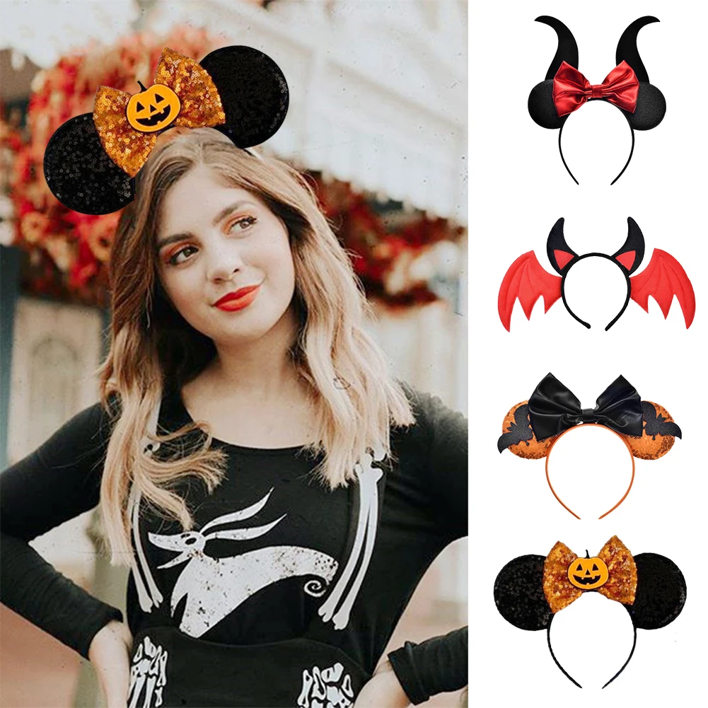 

Witch Bow Knot Ox Horn Pumpkin Bat Ear Band Girl Children Halloween Party Role Playing Hair Style Accessories Princess Hair Band