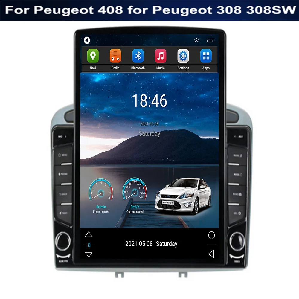 

9.7" Android 12 For Peugeot 408 for Peugeot 308 308SW Tesla Type Car Radio Multimedia Video Player Navigation GPS RDS Camera