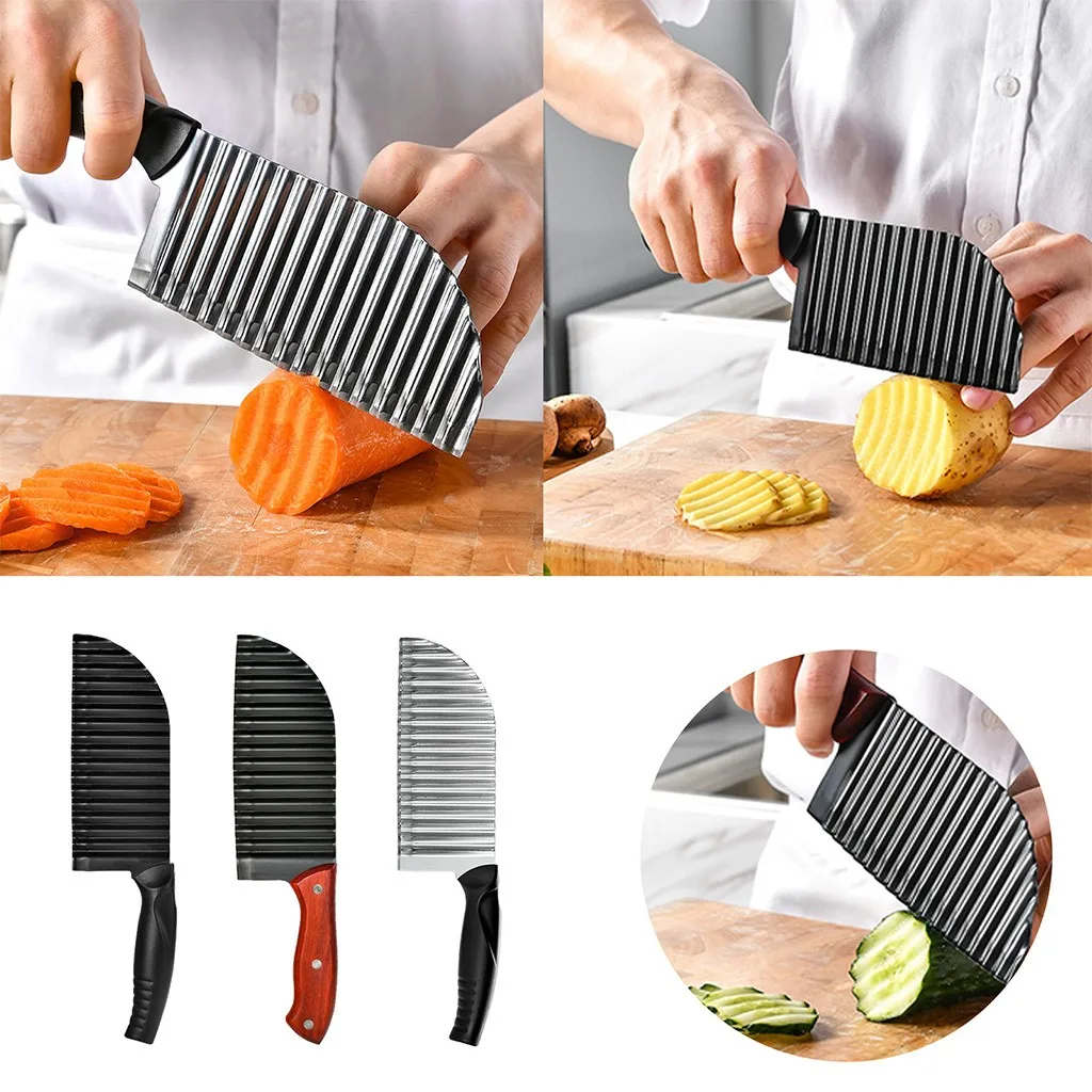 

French Fry Cutter Stainless Steel Potato Wavy Edged Cutter Knife Vegetable Fruit Potato Peeler Cooking Tools Kitchen Gadget