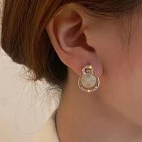 2022 new inlaid rhinestone opal g letter stud earrings womens personality fashion simple earrings wedding jewelry birthday gift