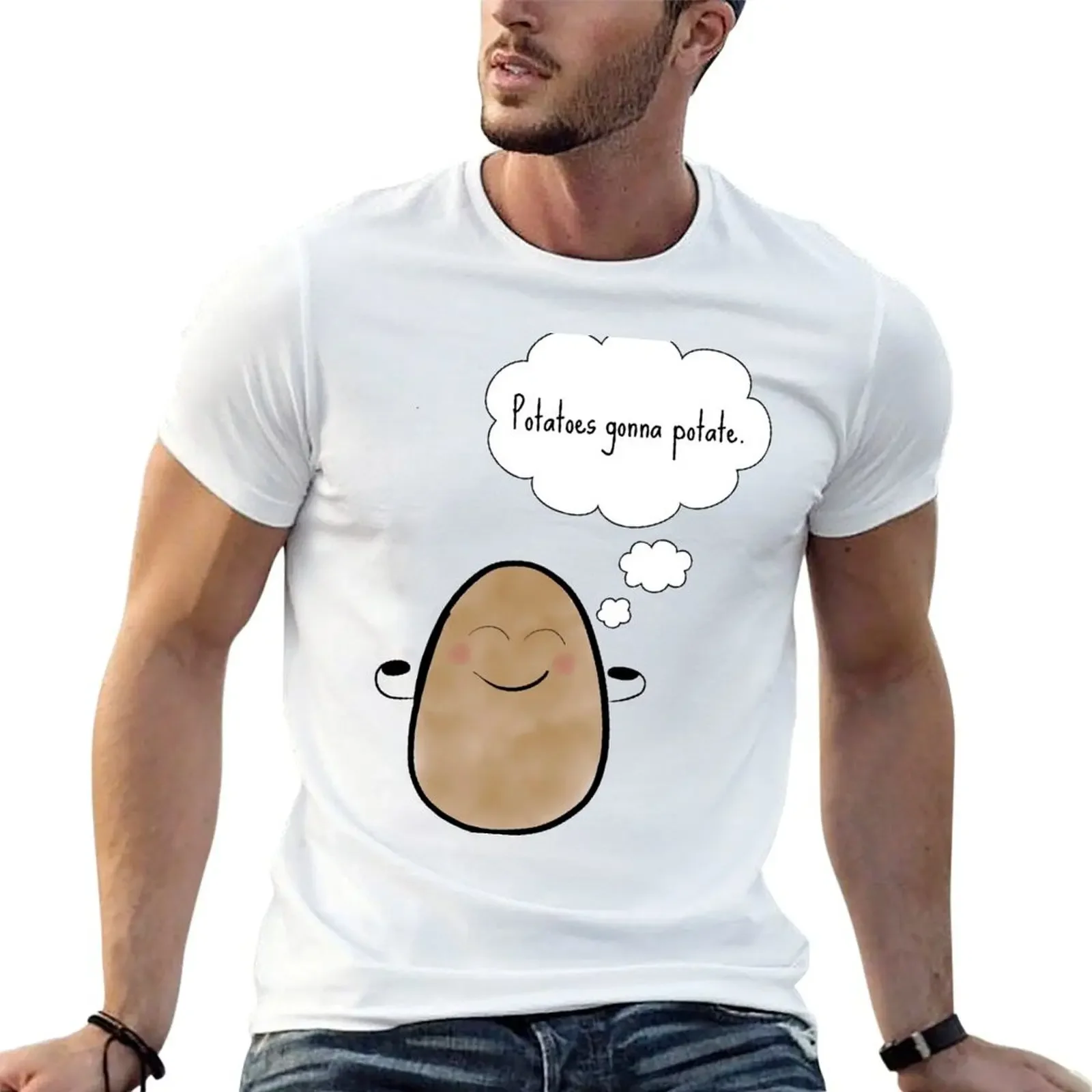 Футболка с картофелем мешковатые рубашки для мальчиков мужские белые футболки