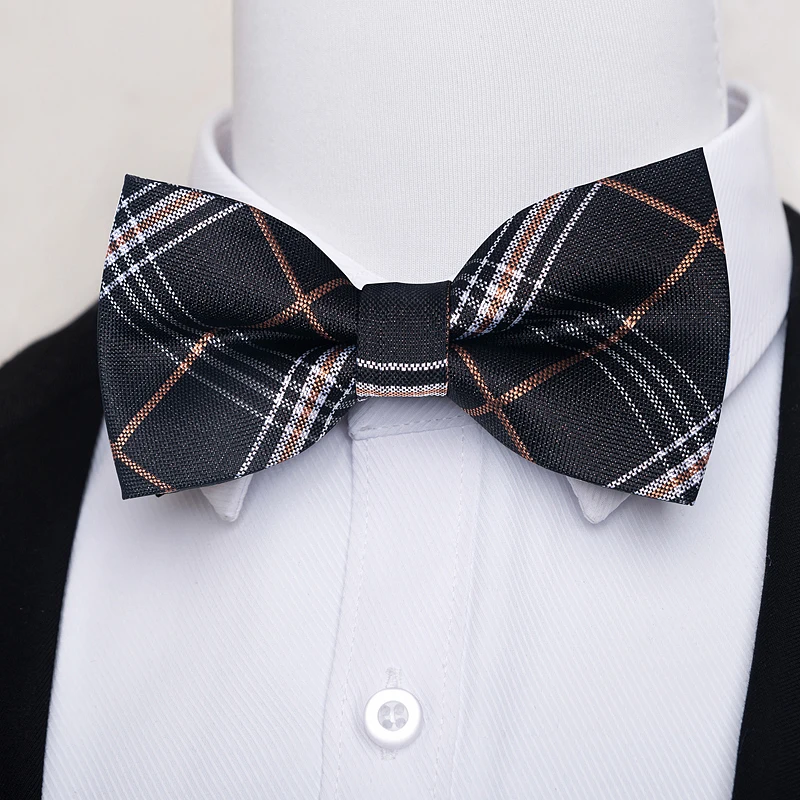 2022 New Design Hot sale Silk Bow Tie Solid Suit Accessories Men Black New Year's Day  Fit Wedding