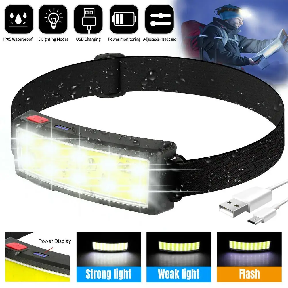 

Rechargeable Headlamp Flashlight 3000 Lumen Wide Beam Led Headlamp 3 Lighting Modes Waterproof Headlight for Fishing Camping