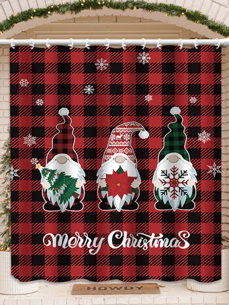 Рождественская занавеска для душа в ванной комнате 180x180 см мультяшная