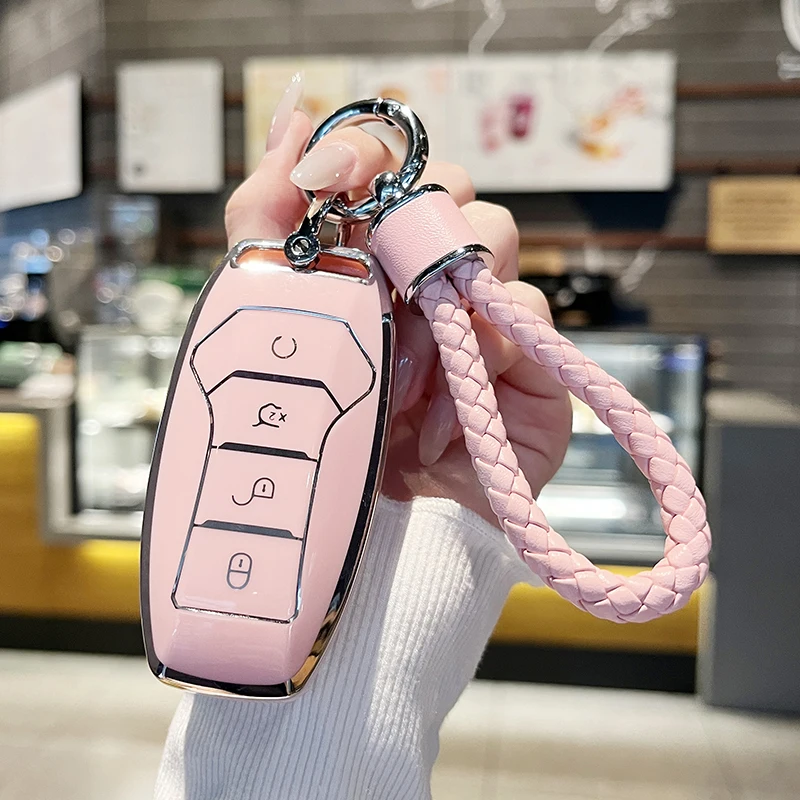

Розовый Автомобильный брелок с дистанционным управлением, оболочка, оболочка для BYD Song Plus Atto 3 Han EV Tang DM Qin чехол, аксессуары, подарки