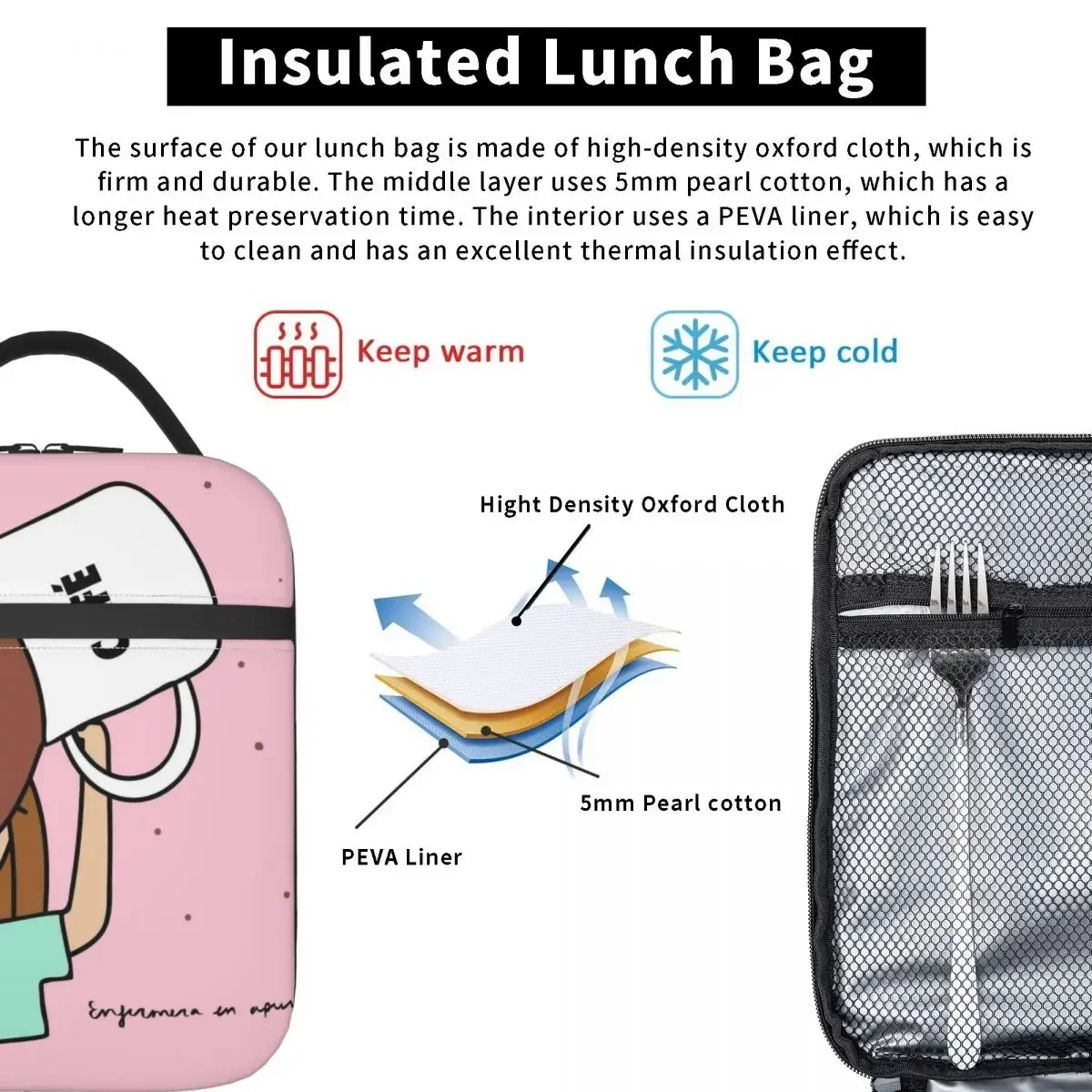 Мультяшные Изолированные сумки для ланча медсестер школы офиса ухода за