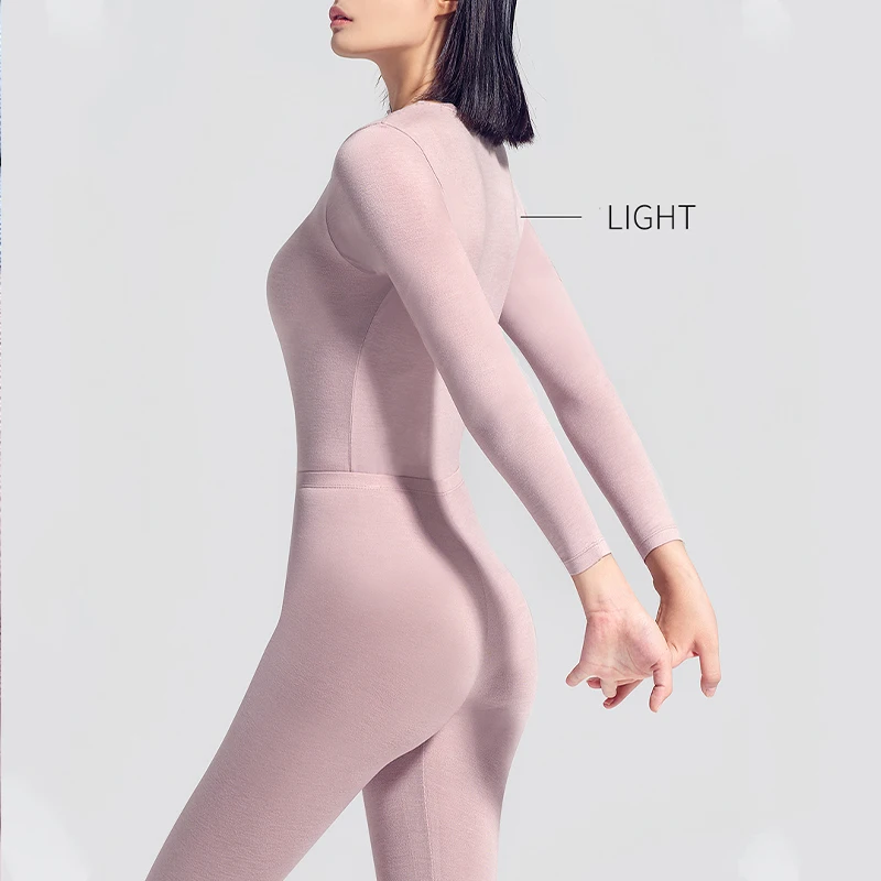 MiiOW Thermal Underwear Set Women & Men Couple Winter Warm Shirt Round Neck wear inside Solid soft Breathable Ladies Clothes