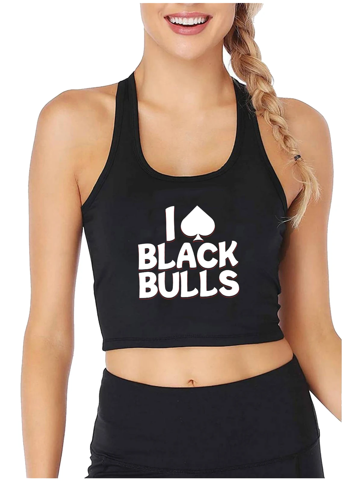 

I Love Black Bulls Design Naughty Sexy Slim Fit Crop Top Hotwife Queen Of Spades Tank Tops Swinger Humorous Flirting Camisole