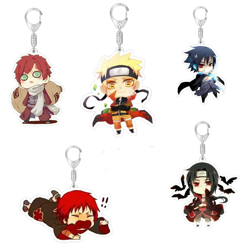 

6Cm Anime Narutos Keychain Uchiha Sasuke Cartoon Figure Q Version Acrylic Keyring Double Sided Transparent Jewelry Gift Ornament