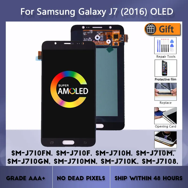 

Оригинальный Super AMOLED ЖК-дисплей для Samsung Galaxy J7 2016 J710 ЖК-дисплей и сенсорный экран дигитайзер в сборе SM-J710F J710M J710H