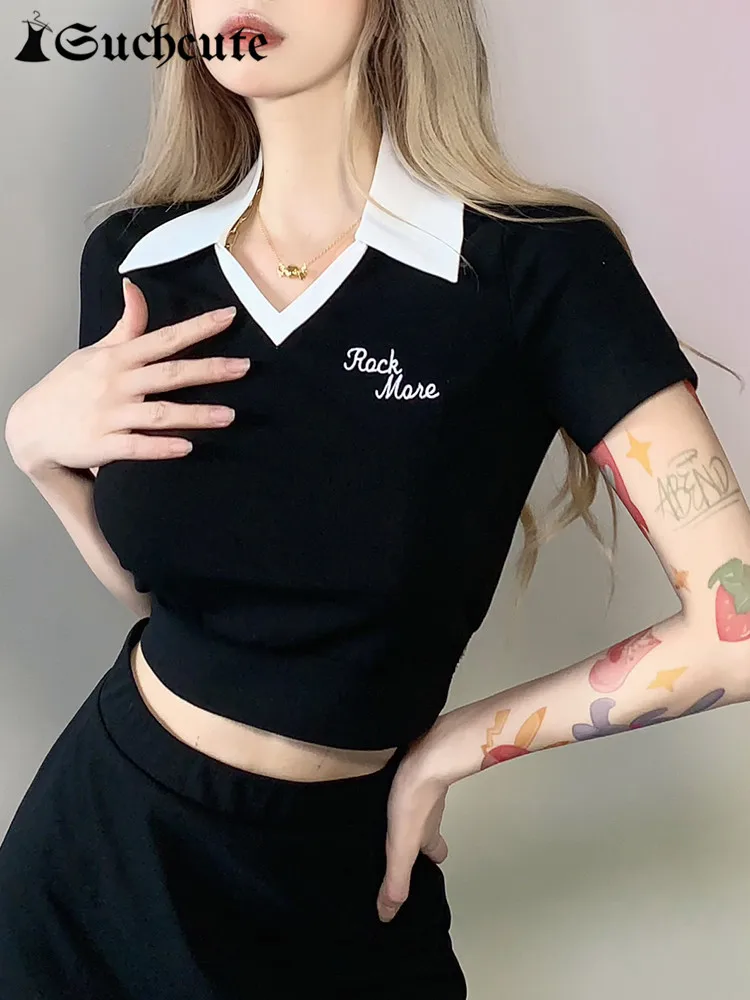 

Кроп-Топ женский составного кроя с коротким рукавом, в готическом стиле