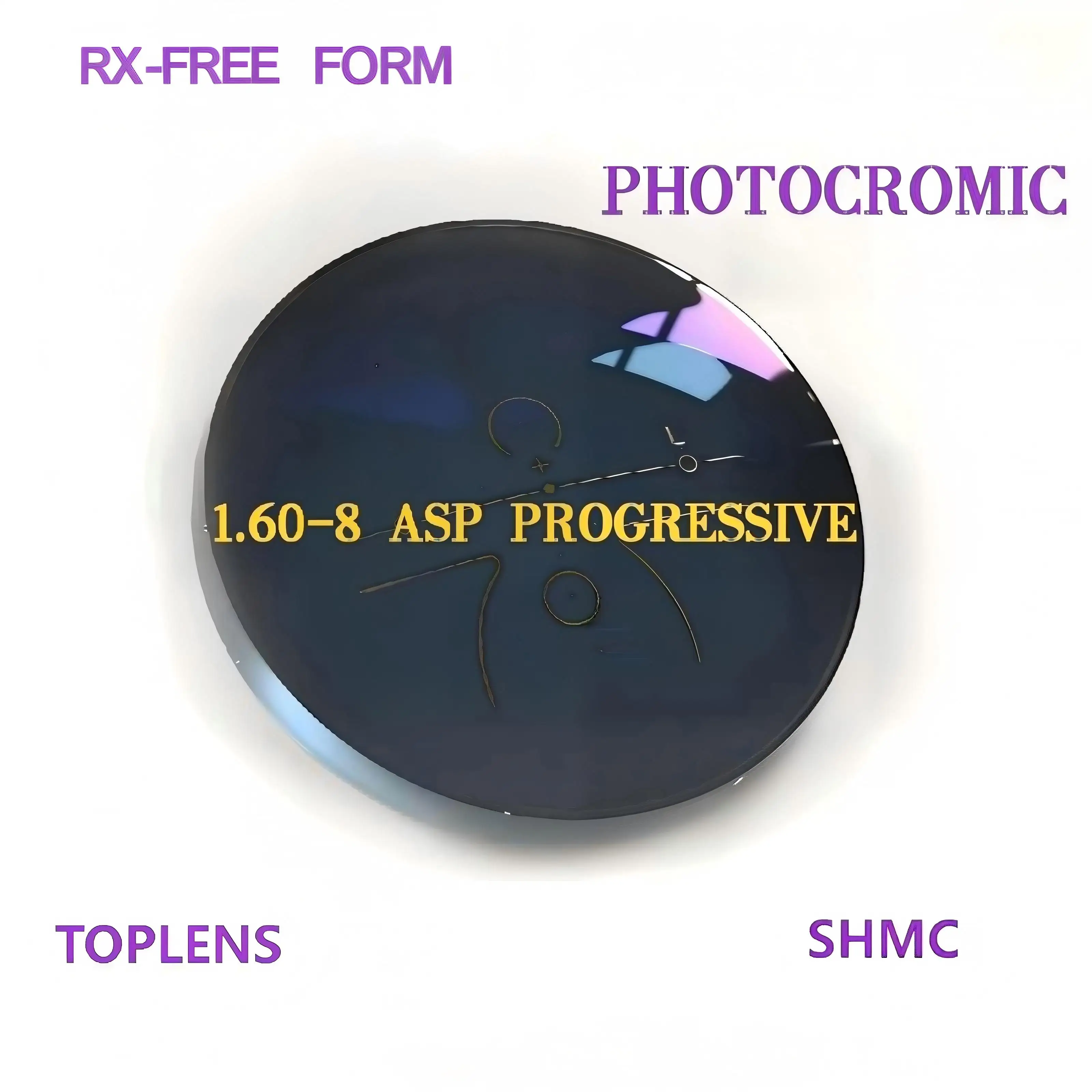 Фото 1.60-8 ASP FREE FORM SPIN PHOTOGREY PROGRESSIVE BLUE CUT SHMC — 1 пара (2 линзы) — полный комплект №1