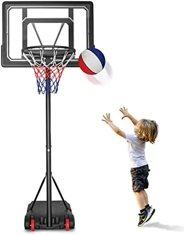 

Hoop Outdoor for Kids Portable Adjustable Basketball System Goal, 5.5FT -7FT Height Adjustable Kids Basketball Hoop Indoor Outdo