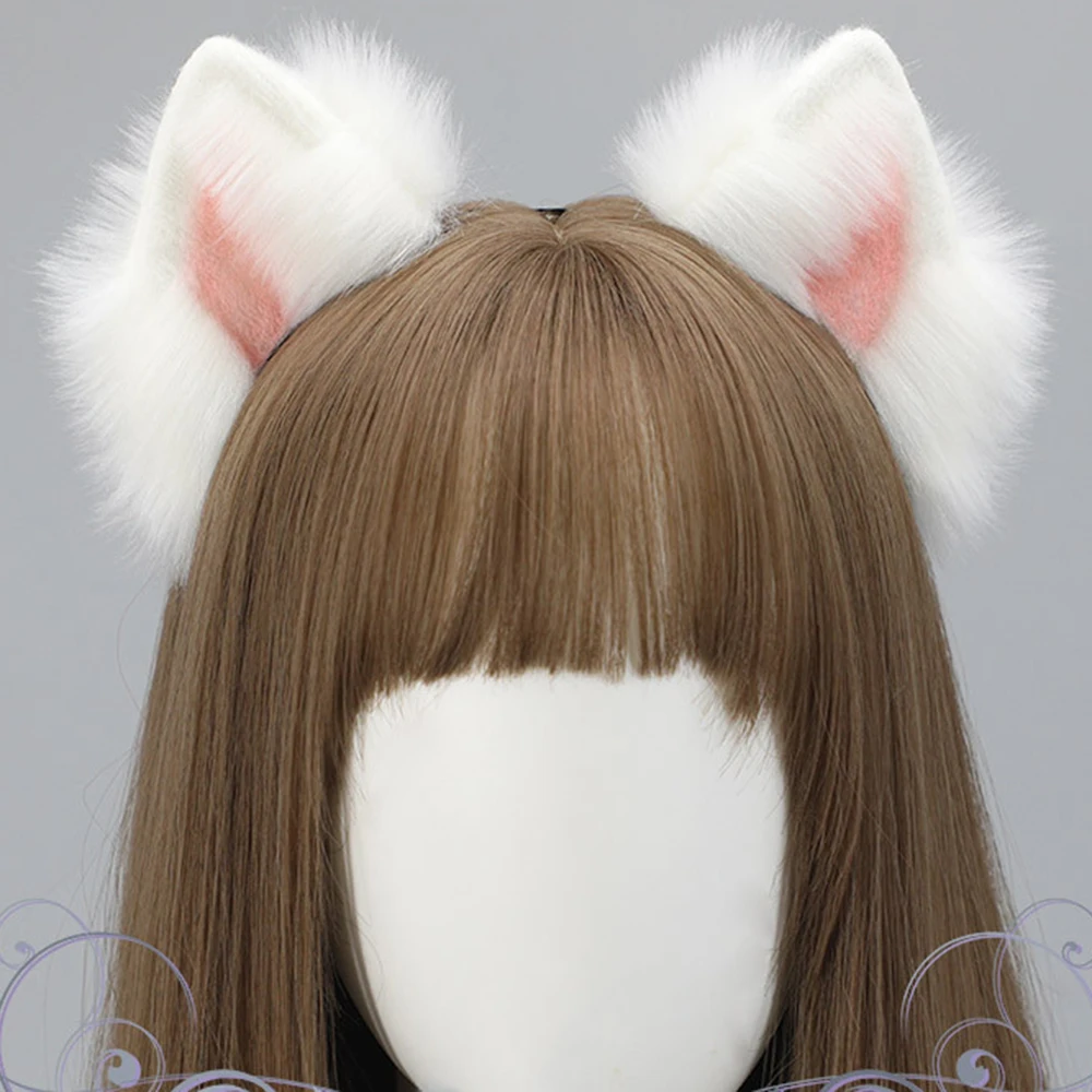 

Женский головной убор с лисьими кошачьими ушками для косплея, женский головной убор с искусственным мехом, повязка на голову в стиле Лолиты, аниме для Хэллоуина, рождественские аксессуары для волос